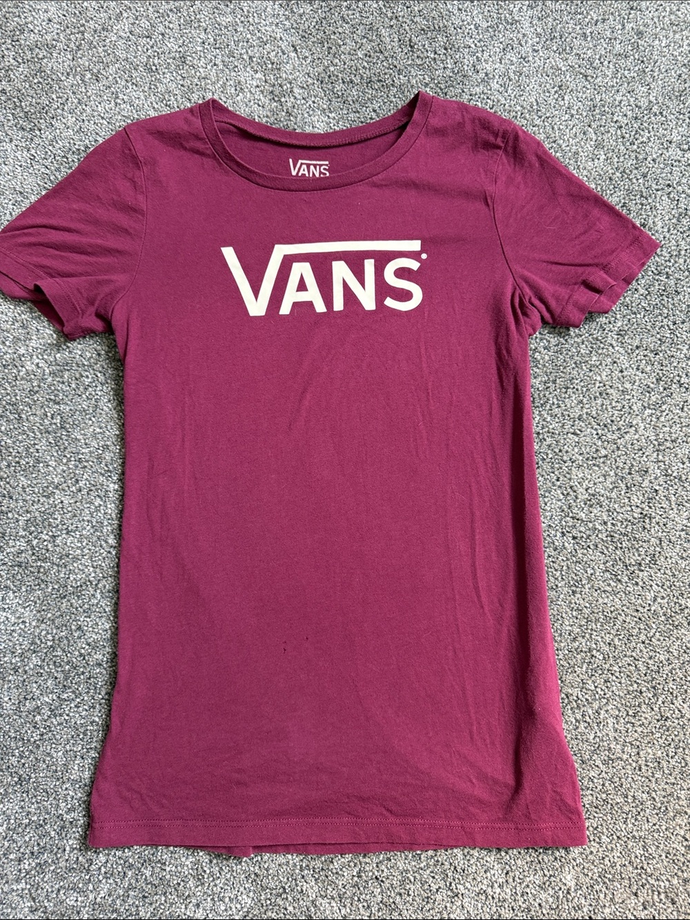 Vans Women's Short Sleeve Tee - Maroon with White Logo